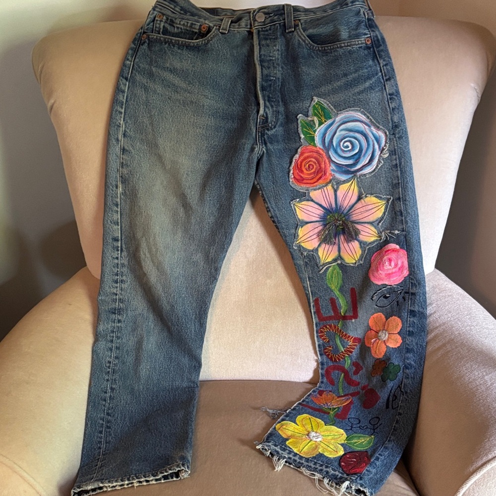 Railto Jean Project Floral Embroidered Blue Jeans